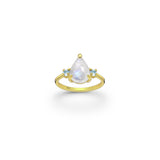 Moonstone and Sky Blue Topaz Crystal Ring