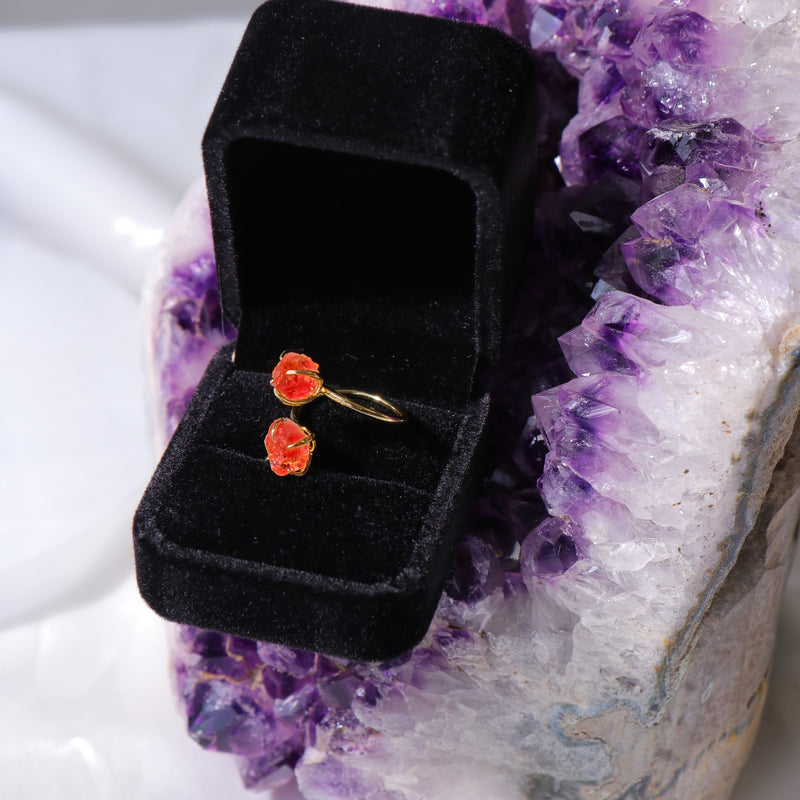 Double The Attention Carnelian Ring