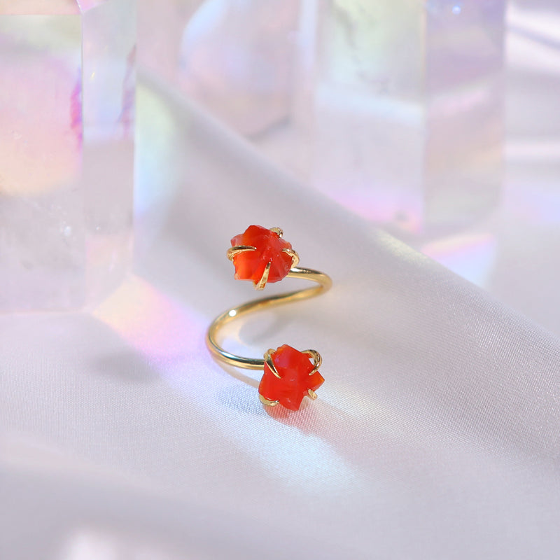 Double The Attention Carnelian Ring